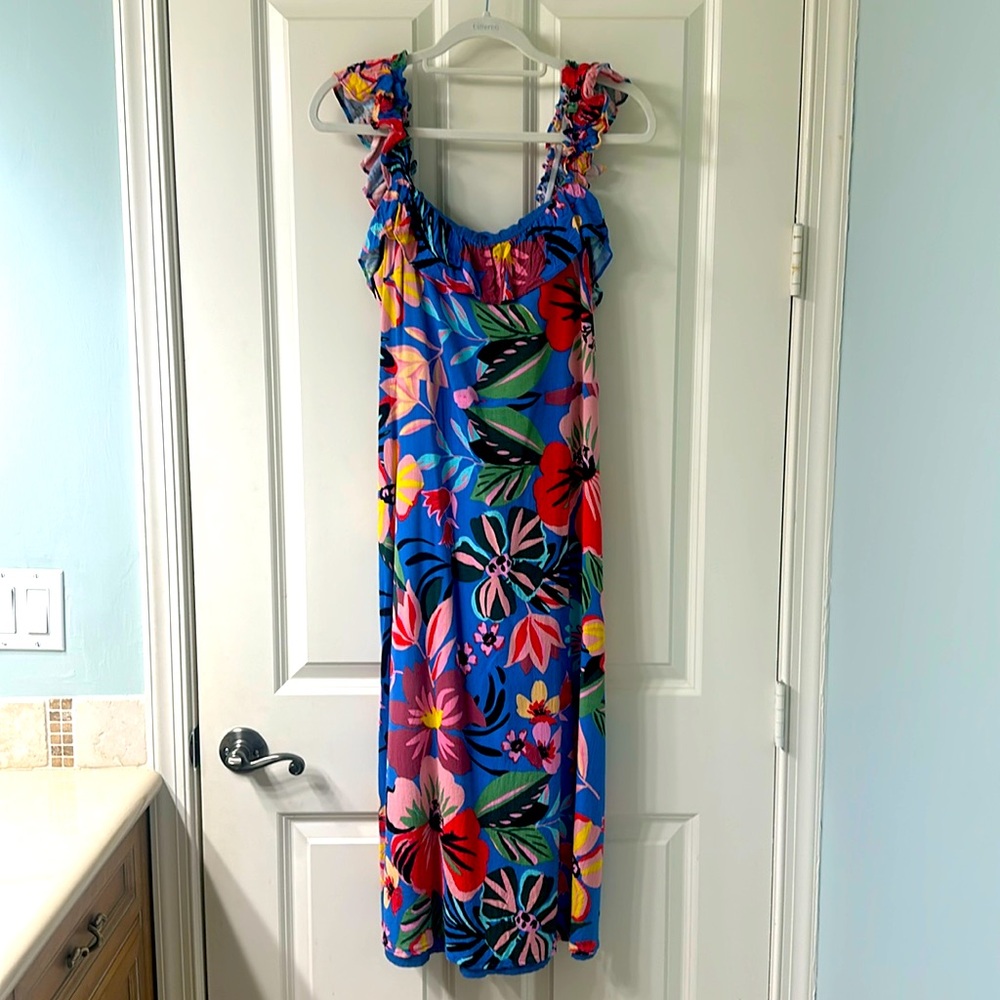 Floral Ruffle Strap Midi Dress